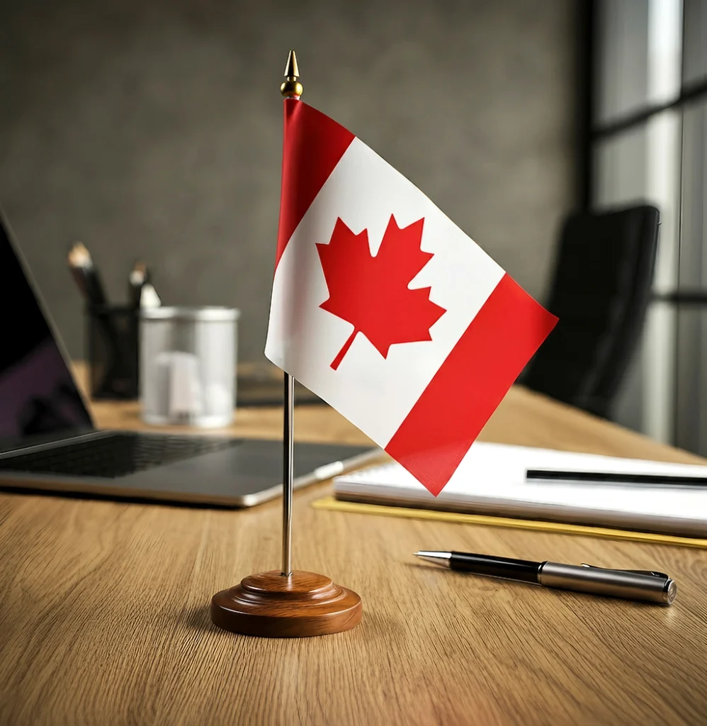 canadian flag on desk